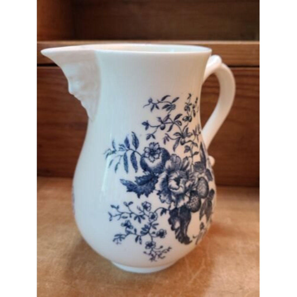 ROYAL WORCESTER Blue Sprays Creamer Pitcher Face On Spout Flowers Butterflys